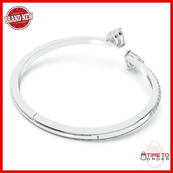 Amazon.com: Swarovski Mesmera Bangle Bracelet, Heart-Shaped  Rhodium Heart Bangle Bracelet with Clear Crystals, Size L